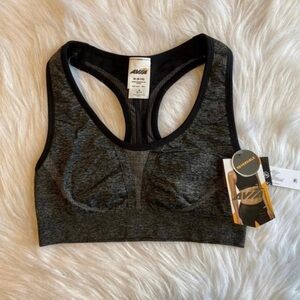 Avia Sports Bra Womens Size Medium Gray Black Seamless‎ Reversible Wireless